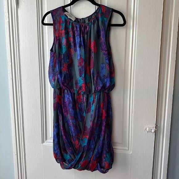 Tibi Dress Womens 4 Watercolor Floral Silk Balloon Skirt Sleeveless Fully Lined - Picture 1 of 8
